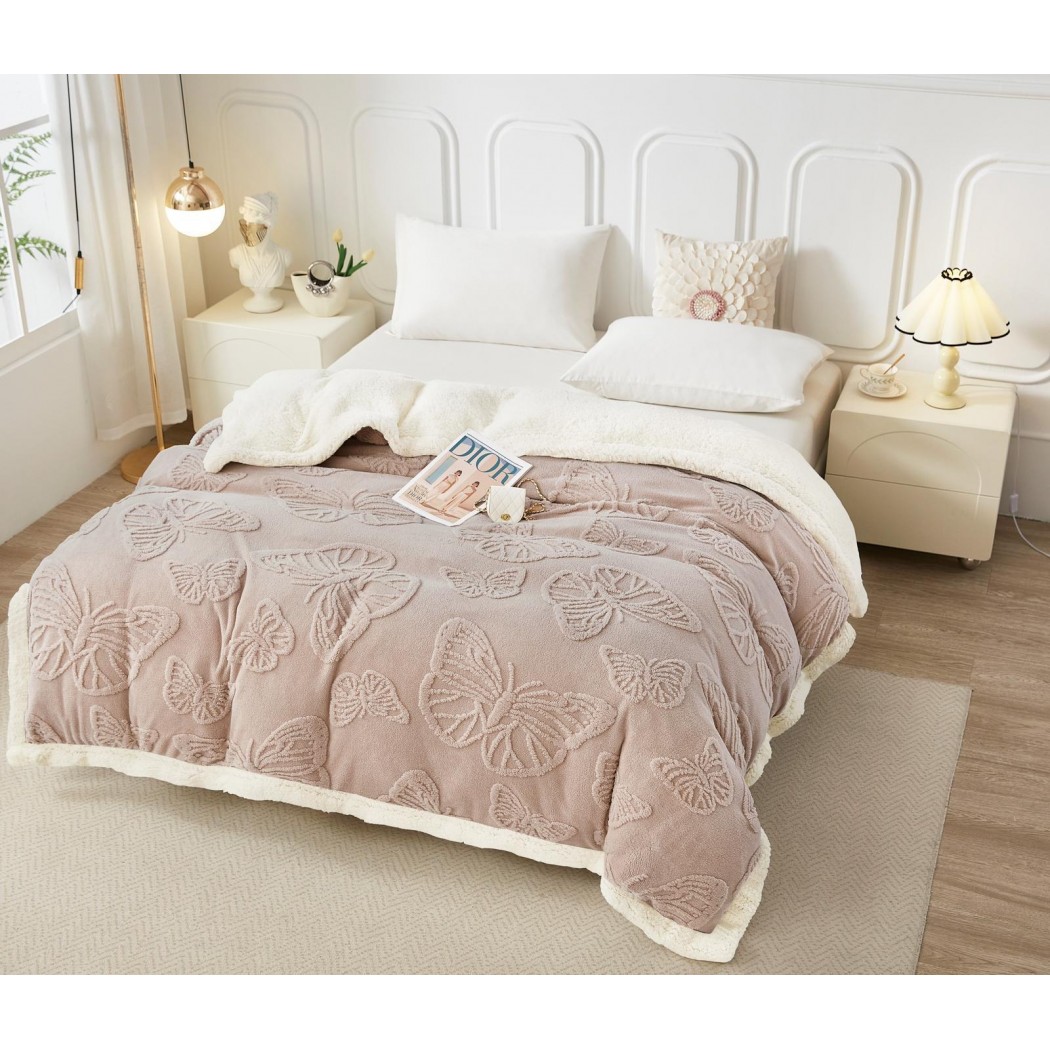 Patura cocolino cu blanita model fluturi 3D cod YFL01 Patura cocolino cu blanita model fluturi 3D cod YFL01