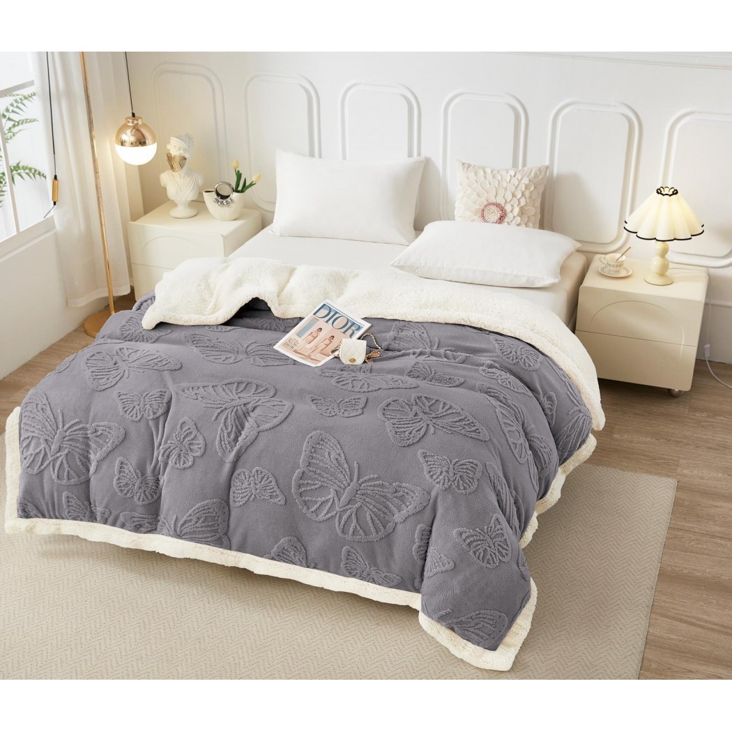 Patura cocolino cu blanita model fluturi 3D cod YFL02 Patura cocolino cu blanita model fluturi 3D cod YFL02