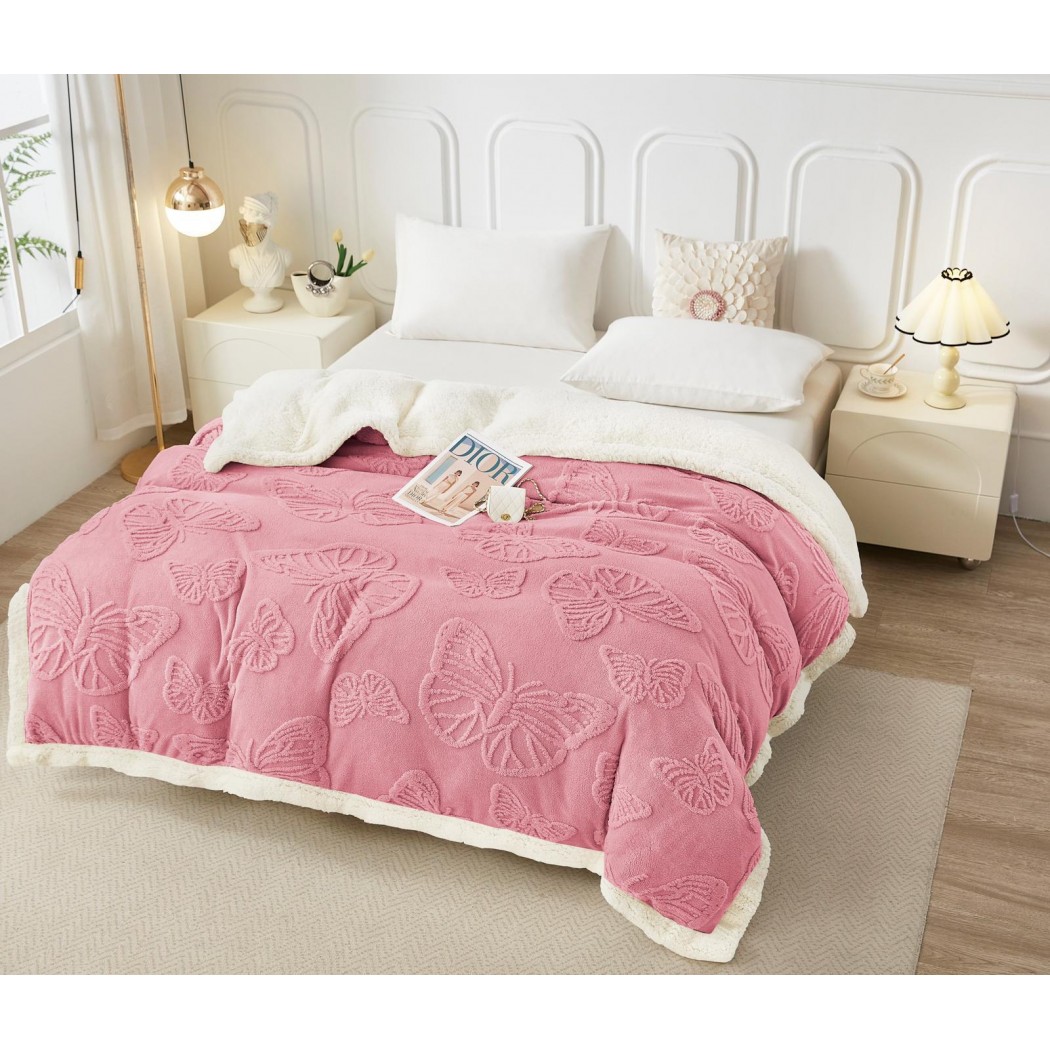 Patura cocolino cu blanita model fluturi 3D cod YFL04 Patura cocolino cu blanita model fluturi 3D cod YFL04