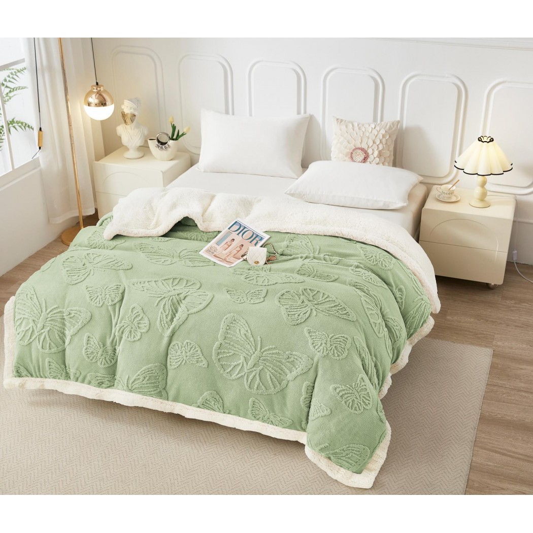 Patura cocolino cu blanita model fluturi 3D cod YFL06 Patura cocolino cu blanita model fluturi 3D cod YFL06