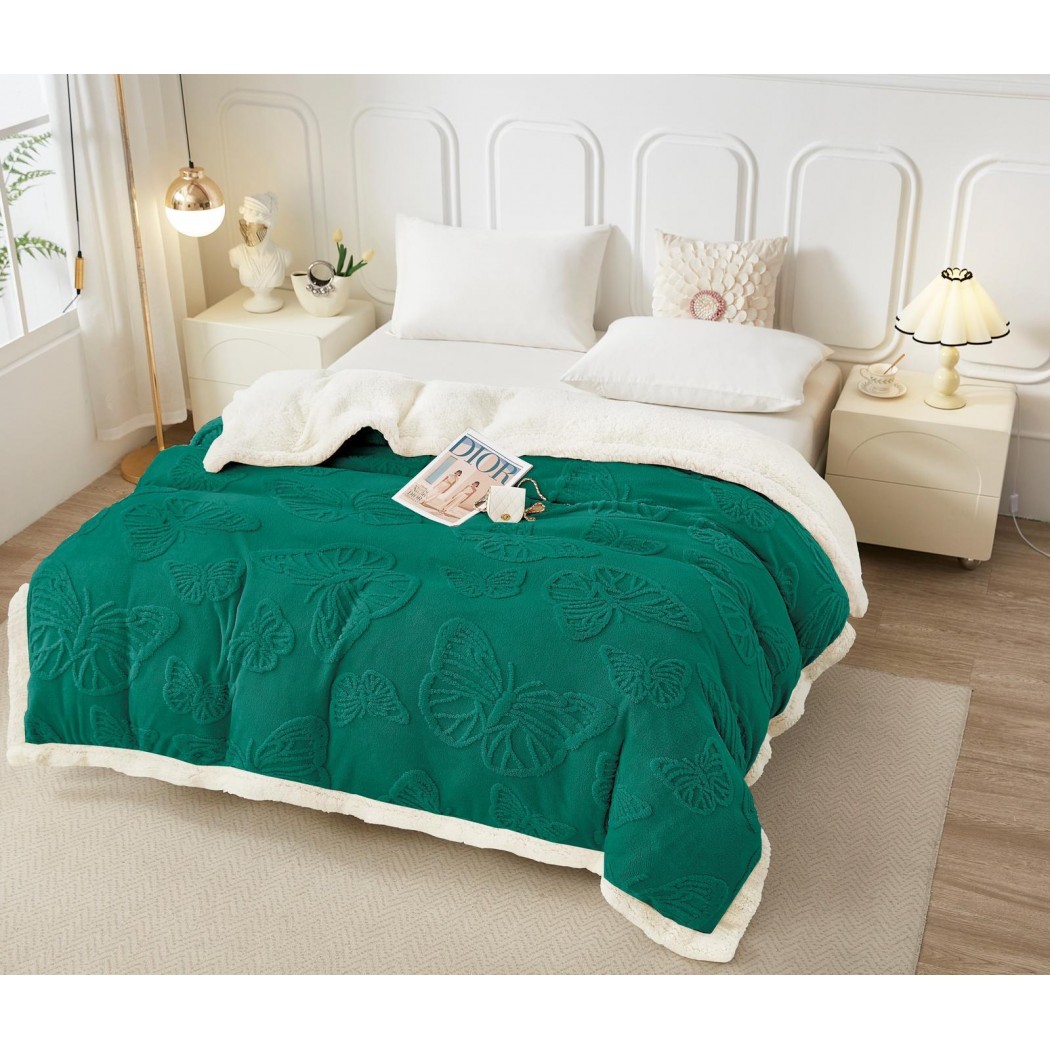 Patura cocolino cu blanita model fluturi 3D cod YFL07 Patura cocolino cu blanita model fluturi 3D cod YFL07