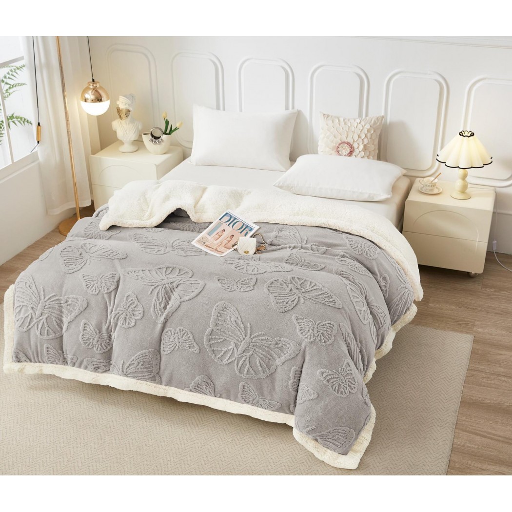 Patura cocolino cu blanita model fluturi 3D cod YFL08 Patura cocolino cu blanita model fluturi 3D cod YFL08
