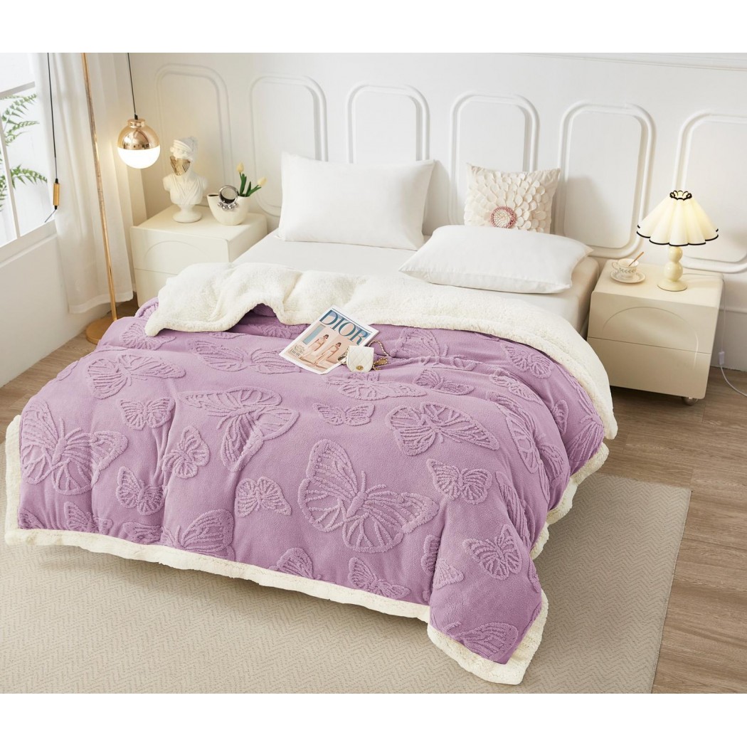 Patura cocolino cu blanita model fluturi 3D cod YFL09 Patura cocolino cu blanita model fluturi 3D cod YFL09