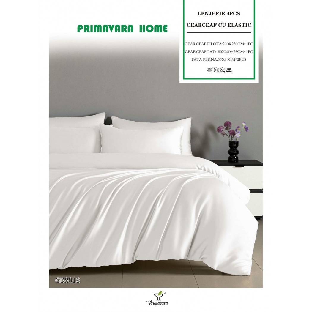 Lenjerie de Pat din Satin, 4 Piese – Potrivire Perfectă cu Cearceaf Elastic cod GD8016