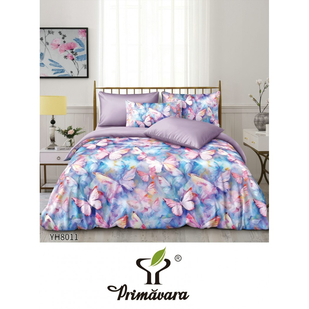 Lenjerie de Pat din Satin, 4 Piese – Potrivire Perfectă cu Cearceaf Elastic cod YH8011