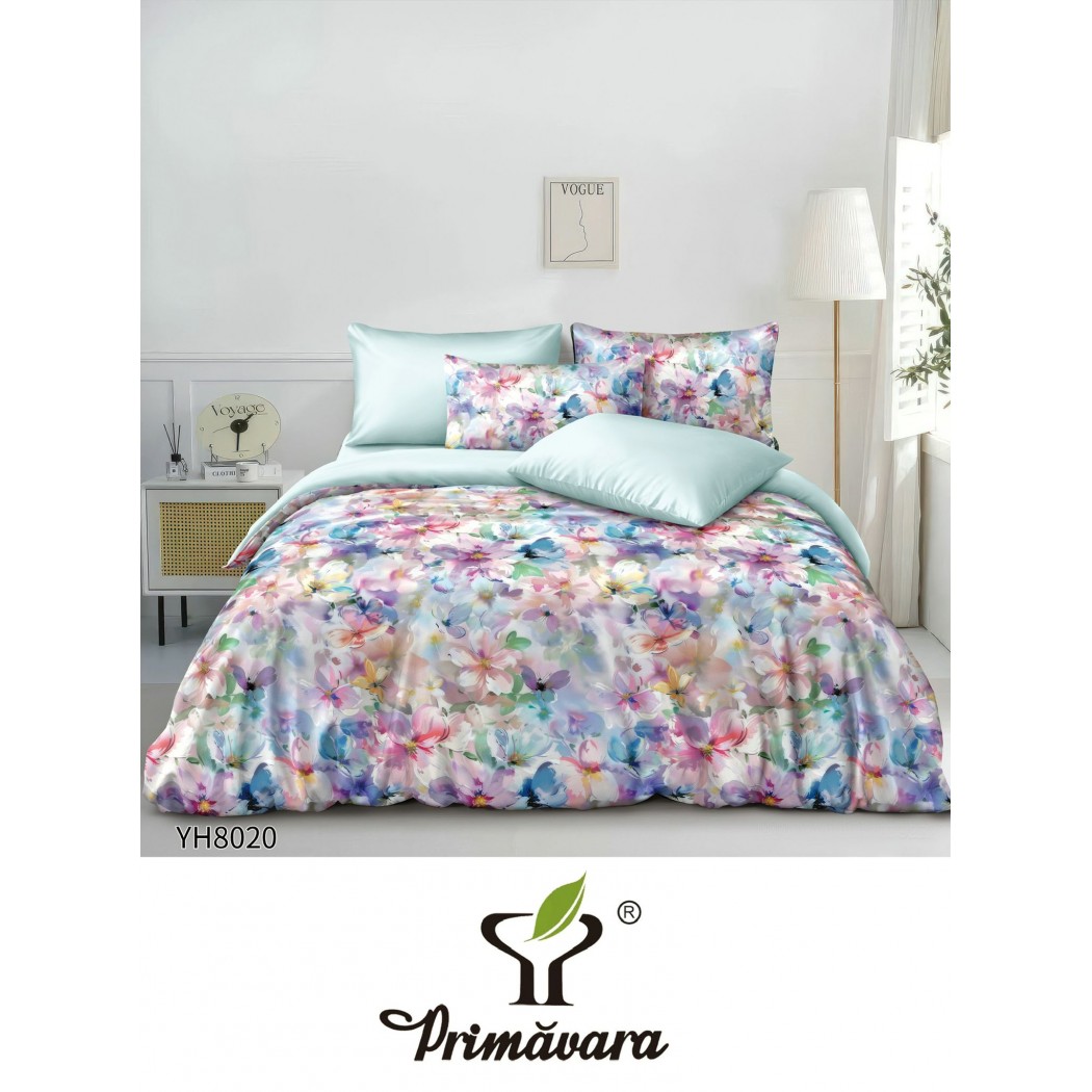 Lenjerie de Pat din Satin, 4 Piese – Potrivire Perfectă cu Cearceaf Elastic cod YH8020