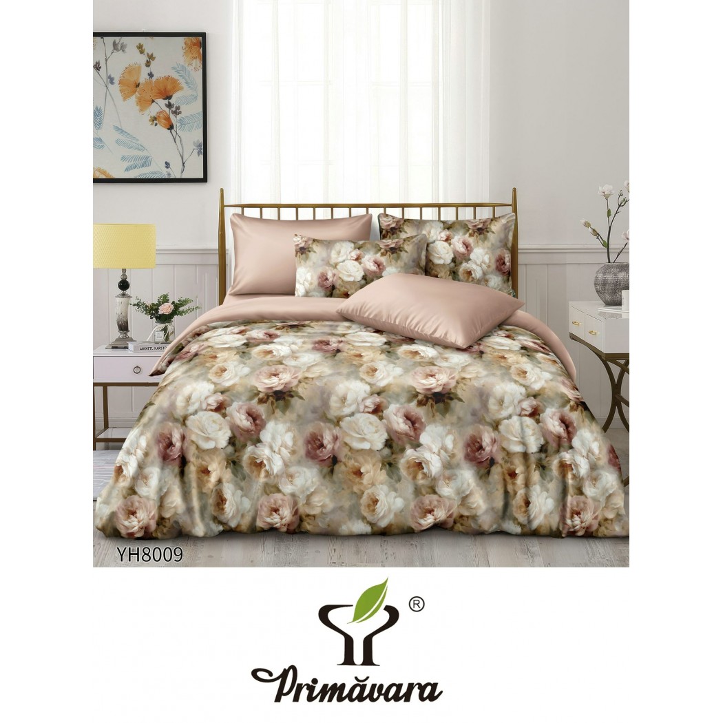Lenjerie de Pat din Satin, 4 Piese – Potrivire Perfectă cu Cearceaf Elastic cod YH8009