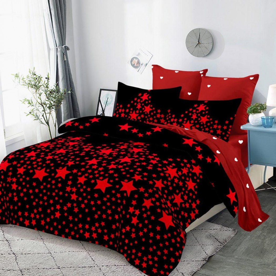 Lenjerie pentru pat dublu din finet cu 6 piese, COD CPP53