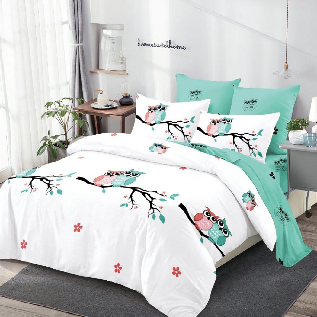 Lenjerie pentru pat dublu din finet cu 6 piese, COD CPP55