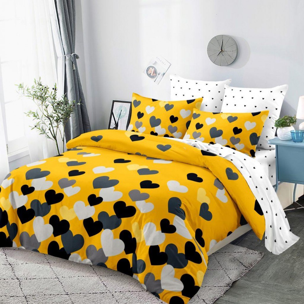 Lenjerie pentru pat dublu din finet cu 6 piese, COD CPP56