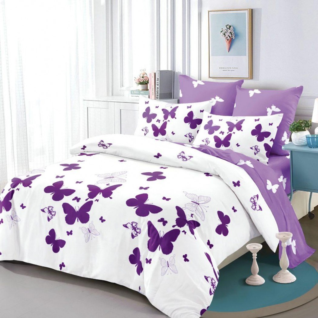 Lenjerie pentru pat dublu din finet cu 6 piese, COD CPP58