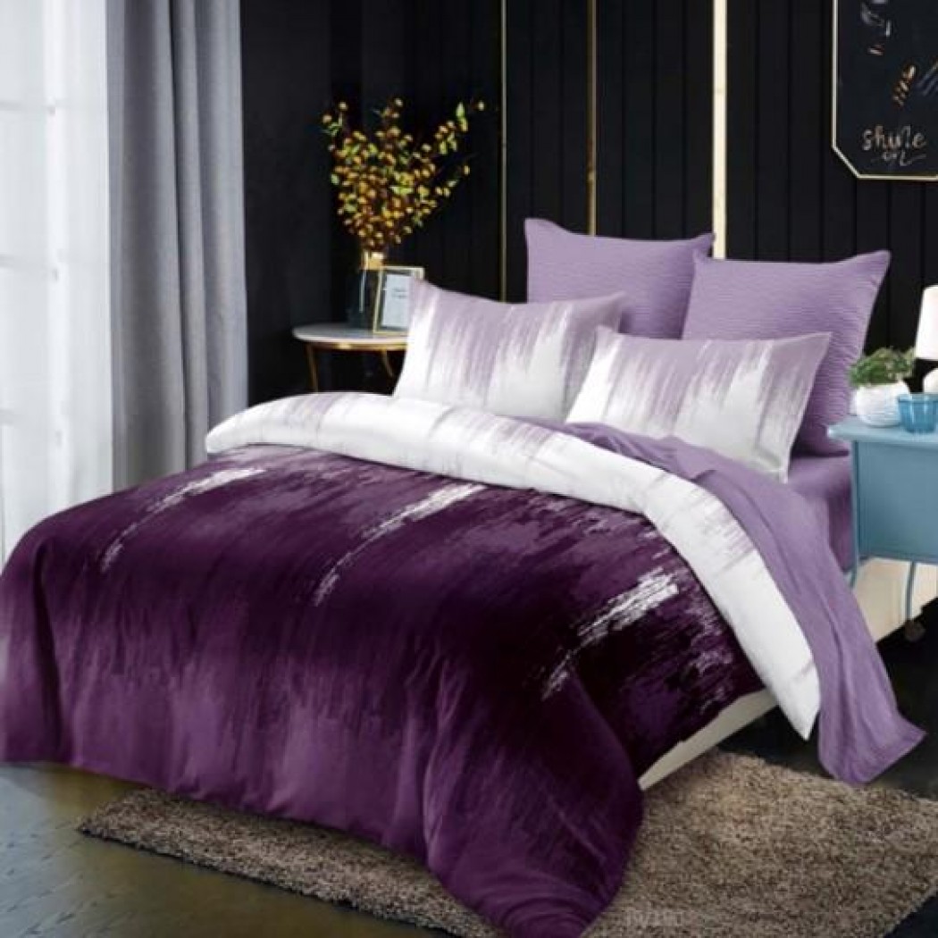 Lenjerie pentru pat dublu din finet cu 6 piese, COD CPP59