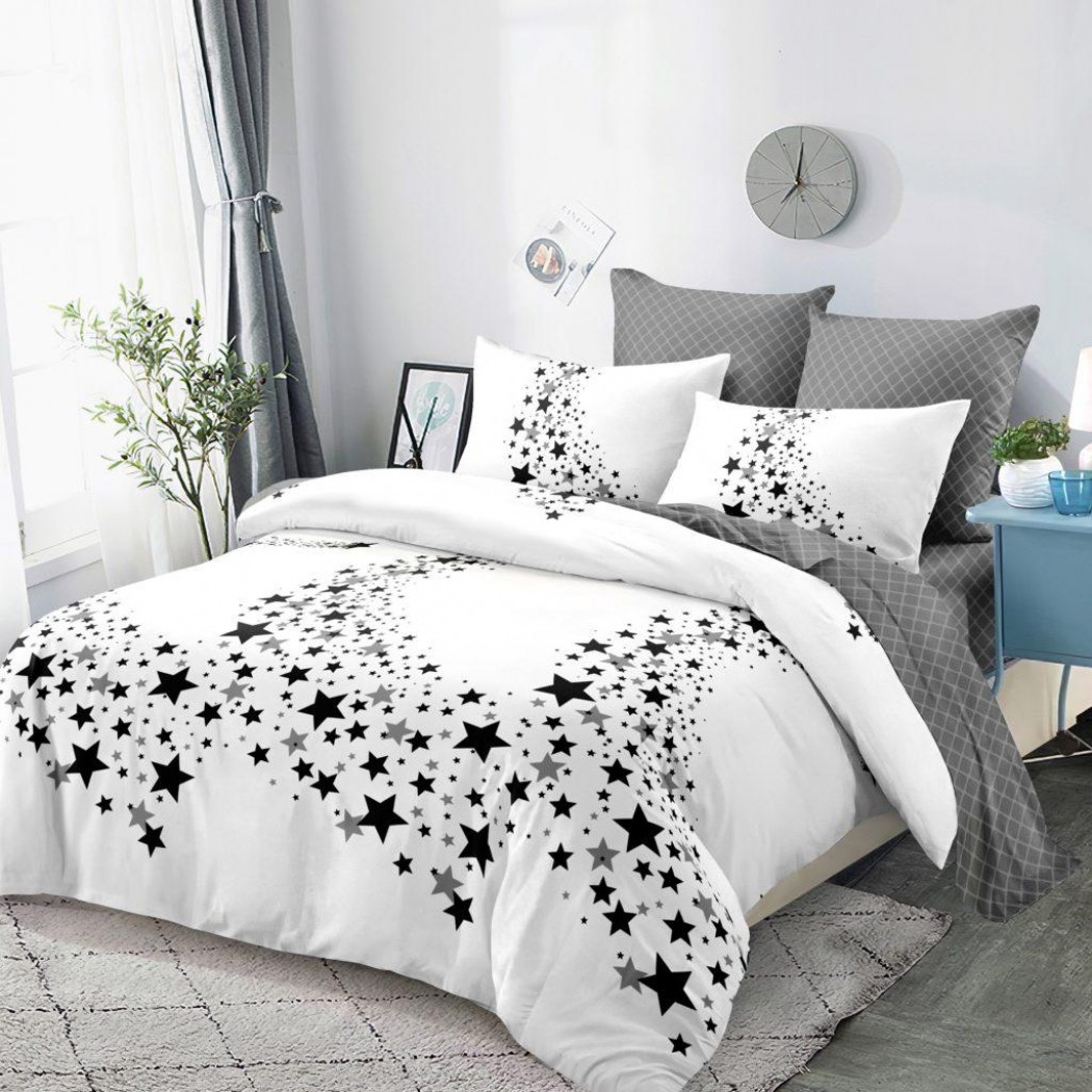 Lenjerie pentru pat dublu din finet cu 6 piese, COD CPP61