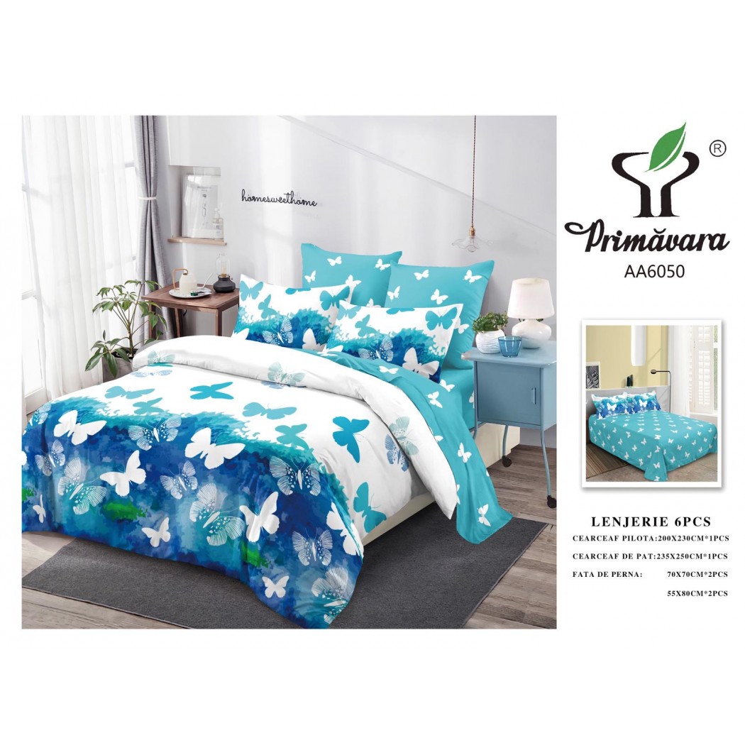Set Finet 6 piese cu cearceaf clasic – Atmosferă cozy, calitate superioară și confort care se simte, cod AA6050