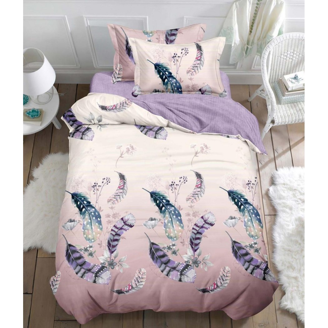 Lenjerie finet 4 piese pentru pat single, cearceaf cu elastic S06