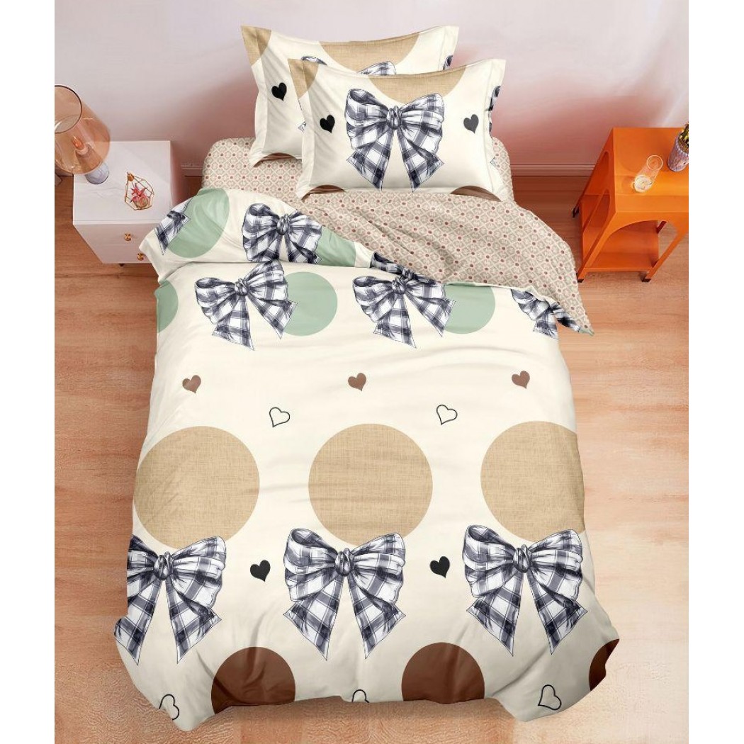 Lenjerie finet 4 piese pentru pat single, cearceaf cu elastic S12