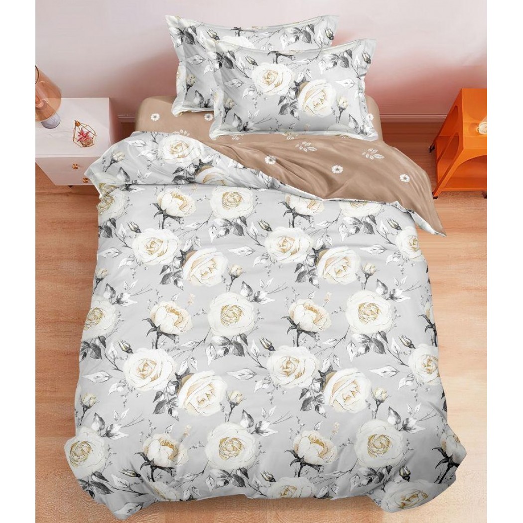 Lenjerie finet 4 piese pentru pat single, cearceaf cu elastic S21