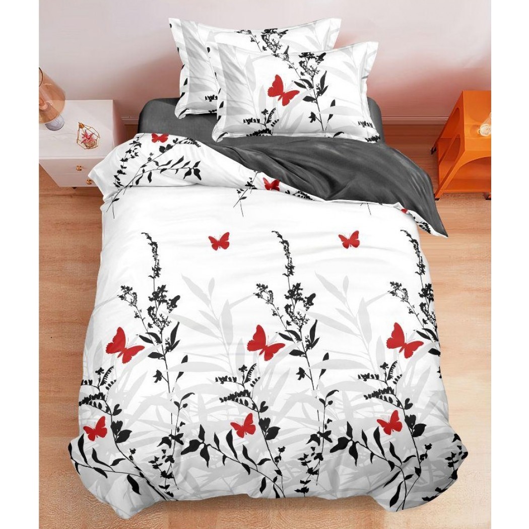 Lenjerie finet 4 piese pentru pat single, cearceaf cu elastic S19