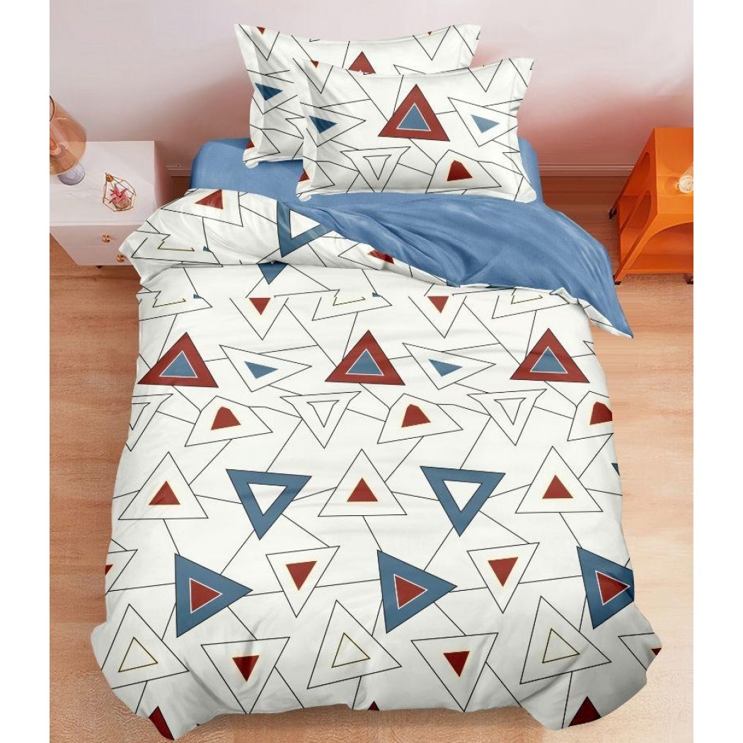 Lenjerie finet 4 piese pentru pat single, cearceaf cu elastic S16