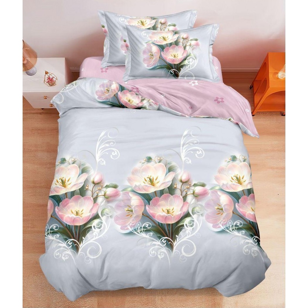 Lenjerie finet 4 piese pentru pat single, cearceaf cu elastic S25