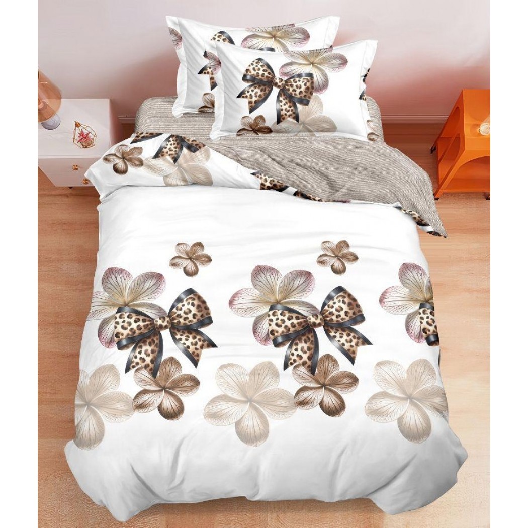 Lenjerie finet 4 piese pentru pat single, cearceaf cu elastic S24