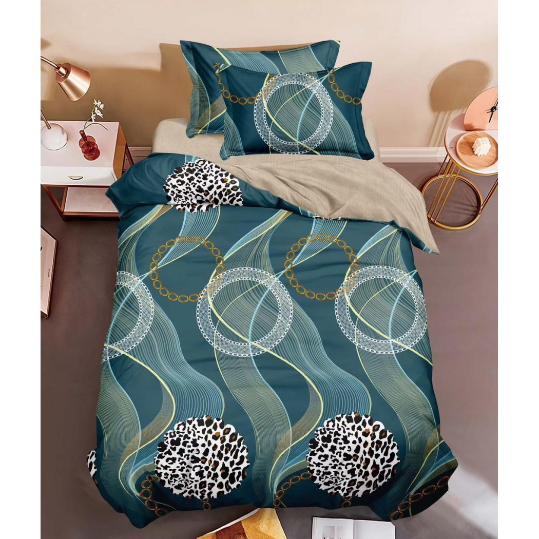 Lenjerie finet 4 piese pentru pat single, cearceaf cu elastic S01