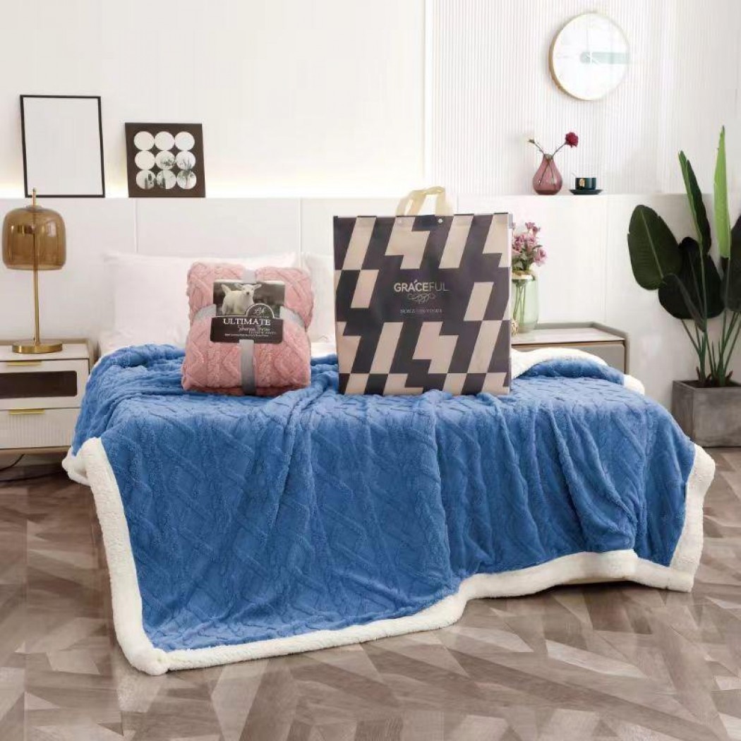 Patura cocolino cu blanita model tricotat 3D cod YTR05 Patura cocolino cu blanita model tricotat 3D cod YTR05