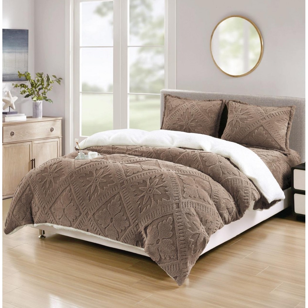 Lenjerie cocolino 4 piese cu blanita, cearceaf cu elastic,  model romburi cod LCB27