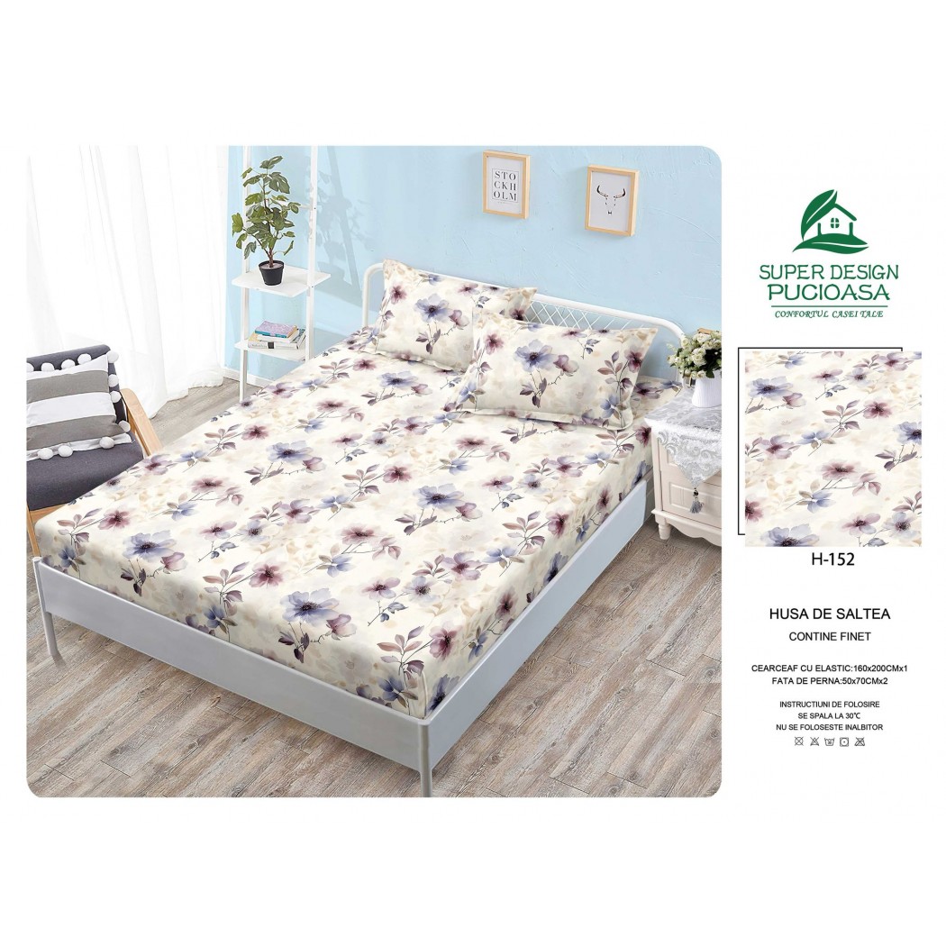 Husa cu elastic din finet cu 2 fețe perna 160x200 cod H152