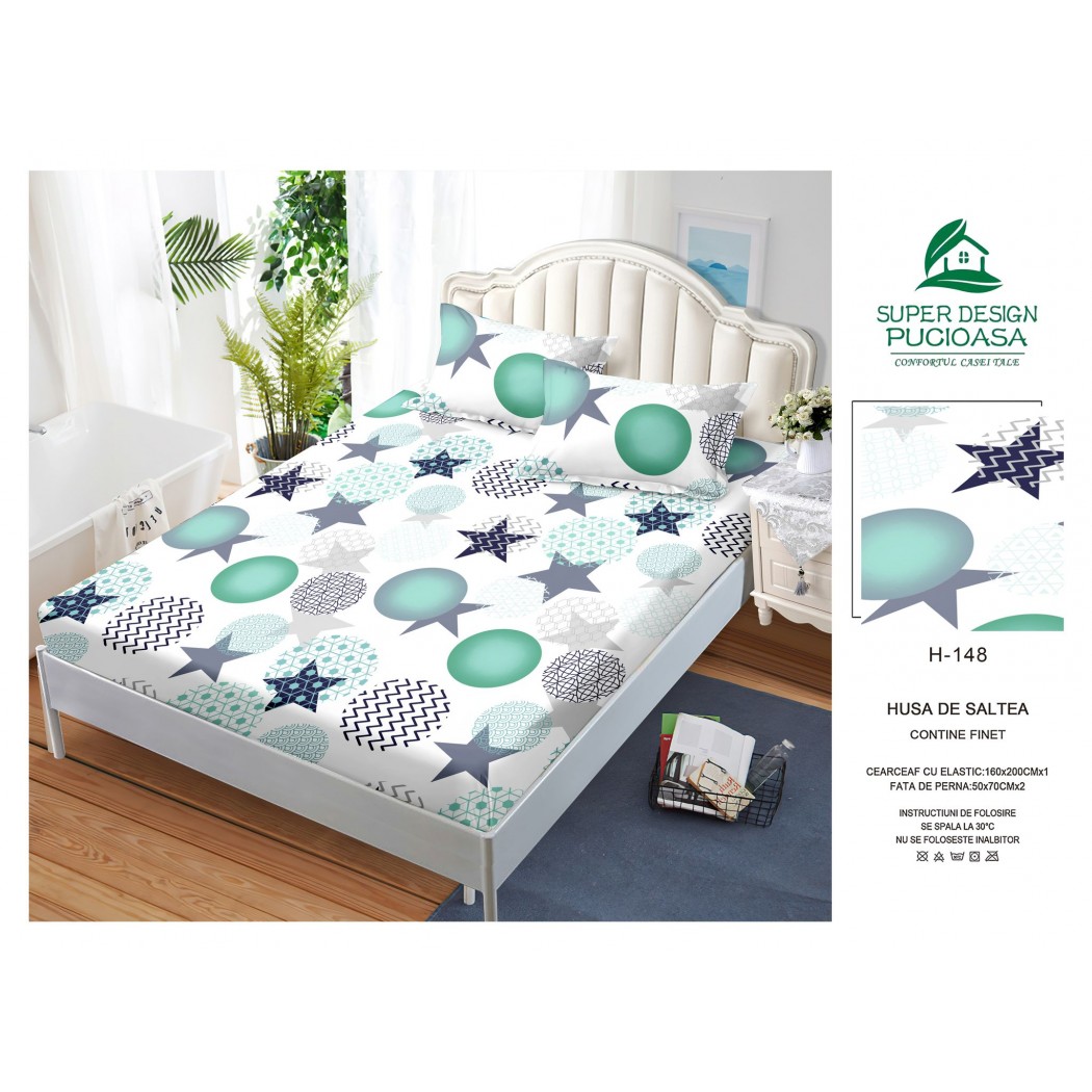 Husa cu elastic din finet cu 2 fețe perna 160x200 cod H148