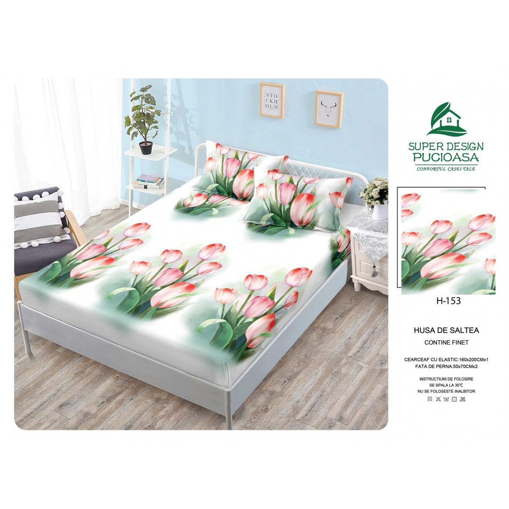 Husa cu elastic din finet cu 2 fețe perna 160x200 cod H153