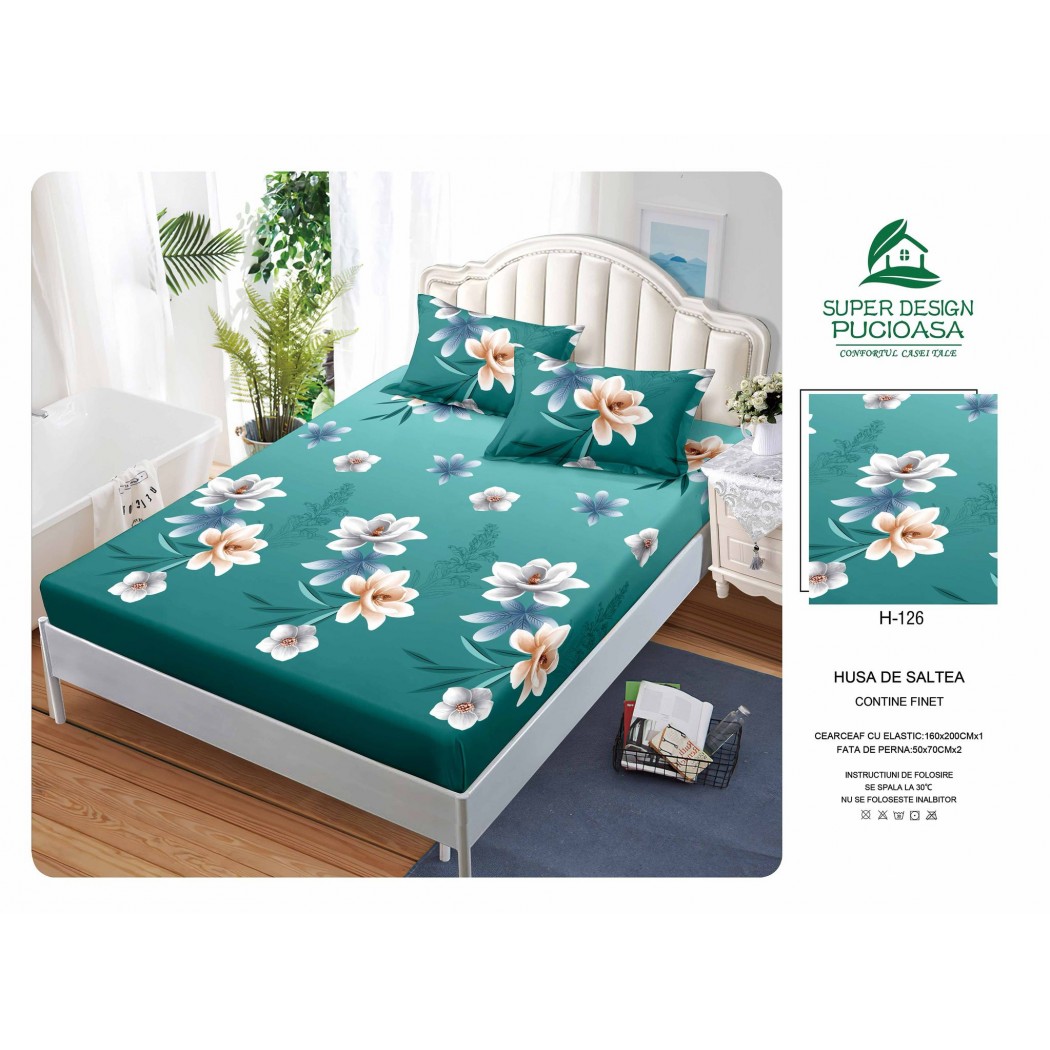 Husa cu elastic din finet cu 2 fețe perna 160x200 cod H126