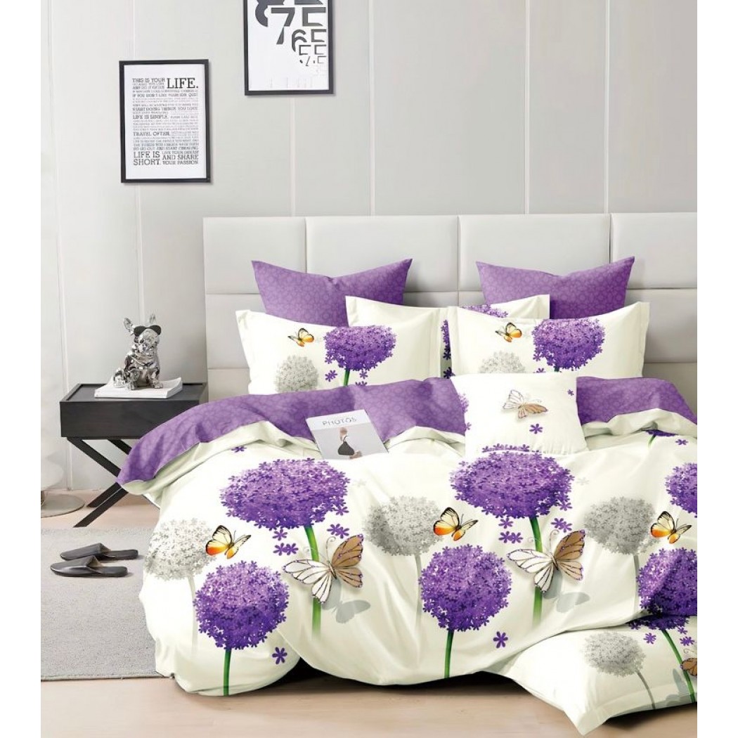 Lenjerie bumbac 100% cu 4 piese pentru pat dublu Super Design Pucioasa cod BBC03