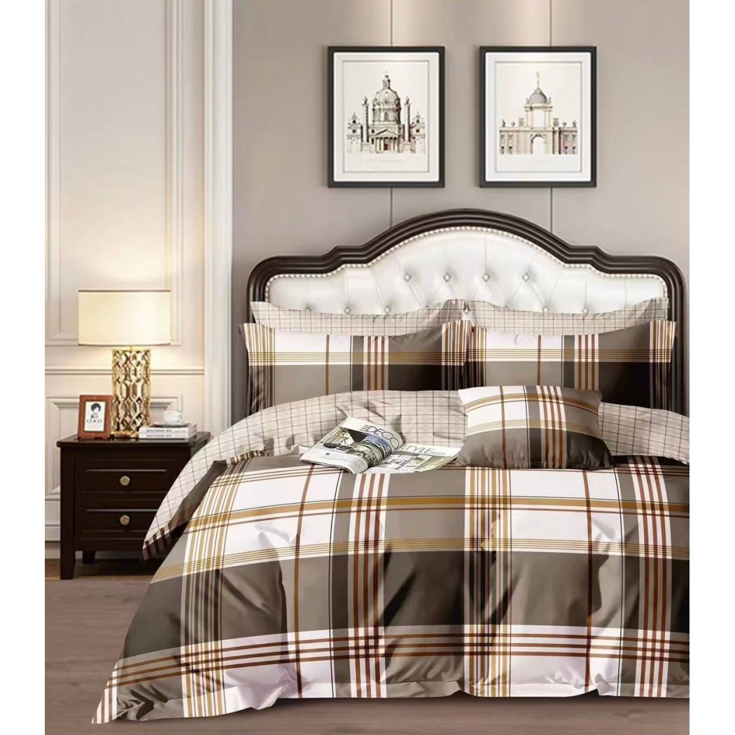 Lenjerie bumbac 100% cu 4 piese pentru pat dublu Super Design Pucioasa cod BBC05