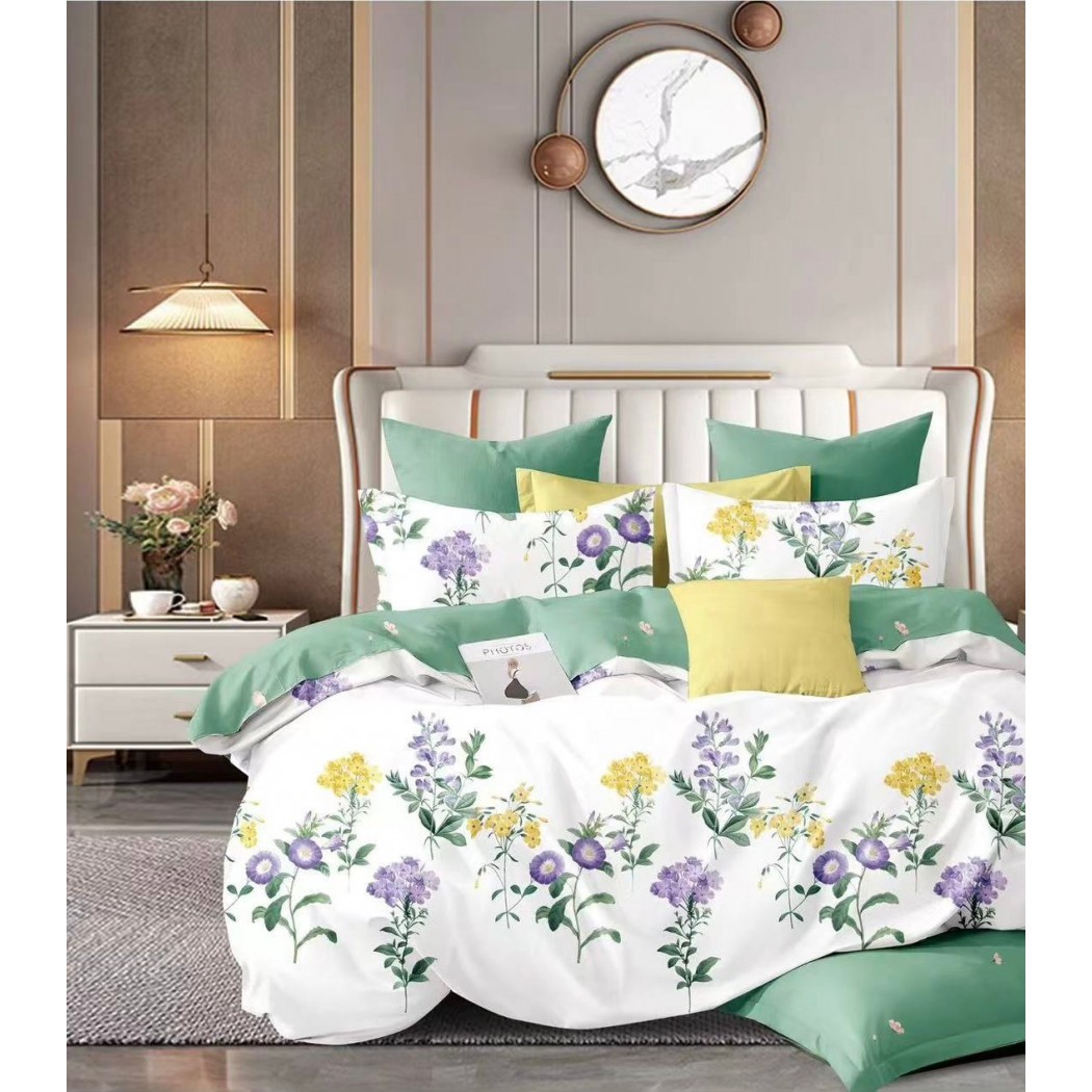 Lenjerie bumbac 100% cu 4 piese pentru pat dublu Super Design Pucioasa cod BBC07