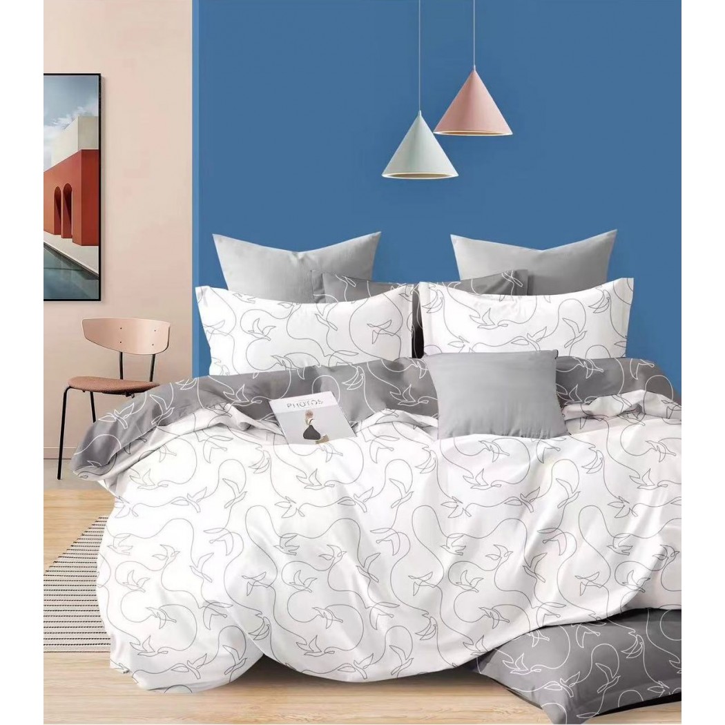 Lenjerie bumbac 100% cu 4 piese pentru pat dublu Super Design Pucioasa cod BBC09