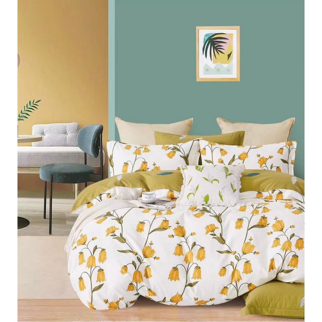 Lenjerie bumbac 100% cu 4 piese pentru pat dublu Super Design Pucioasa cod BBC11